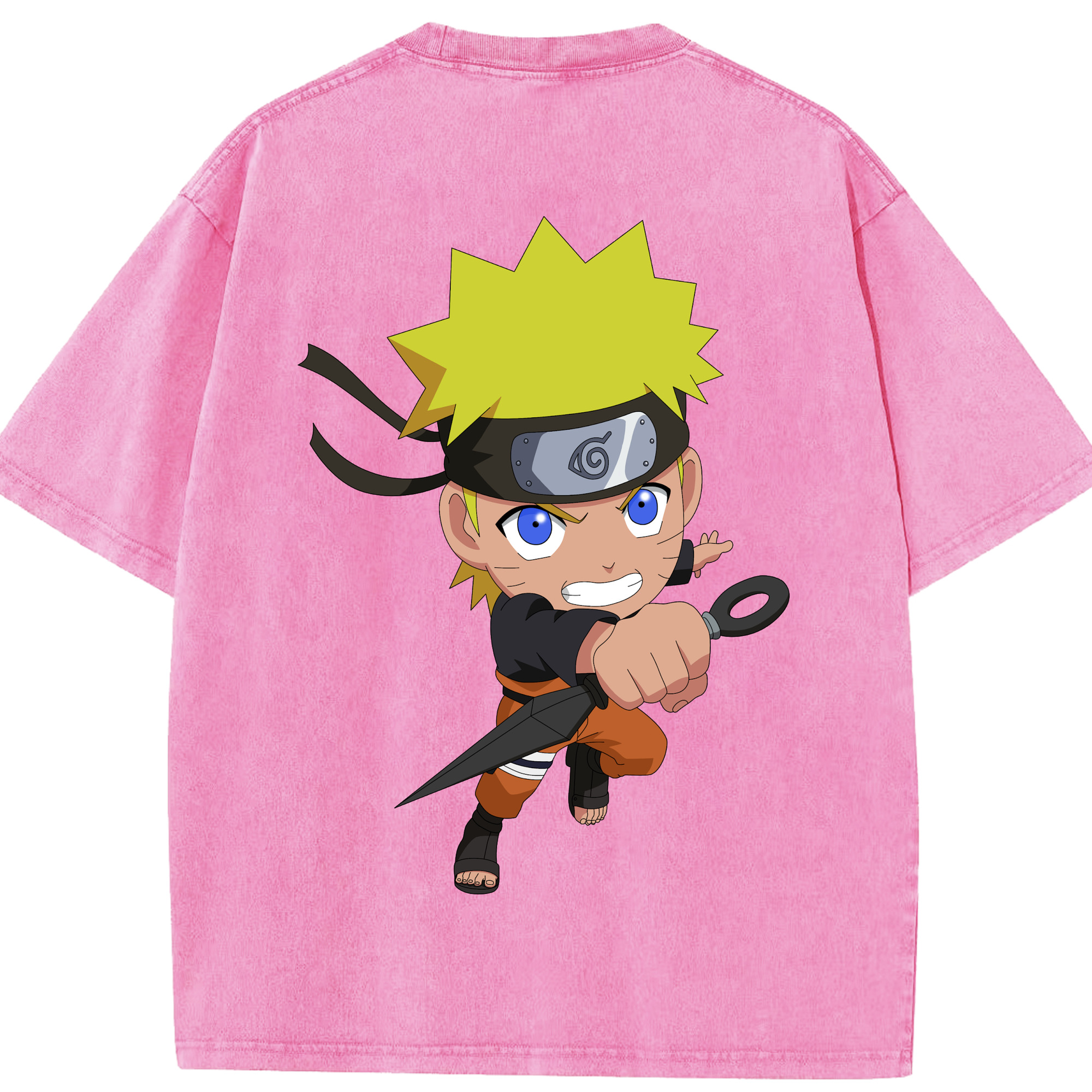 （画像用） NARUTO -ナルト- うずまき ナルト Uzumaki Naruto 綿100% ヴィンテージ風 半袖Tシャツ（背面プリント）